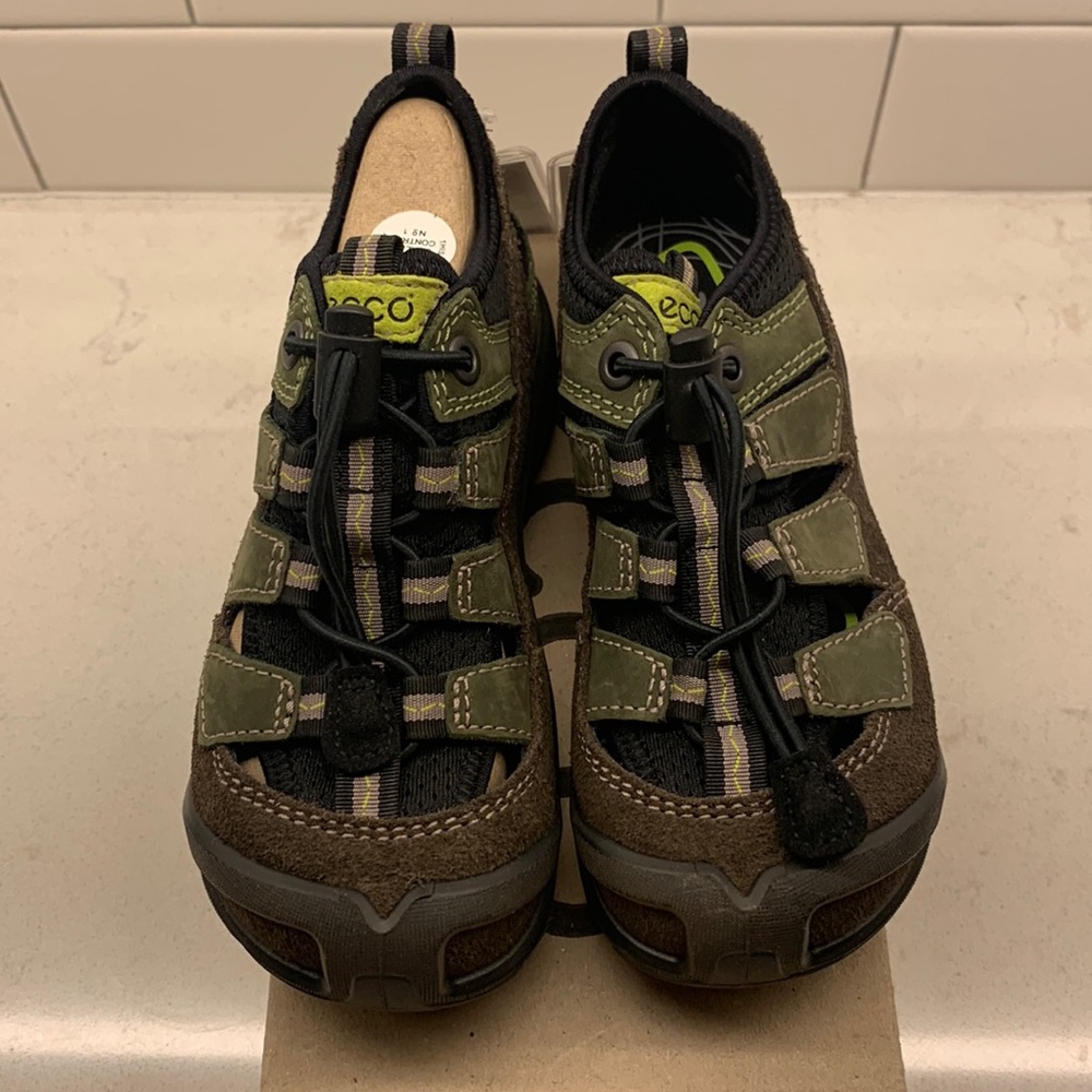 NEW: Ecco Boys Radar Sandals Grey/Green size 10.5 US